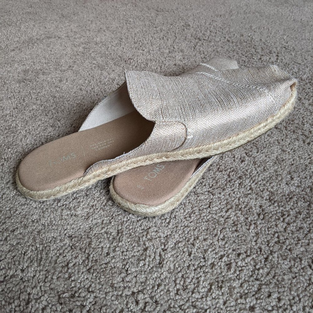 TOMS Nova Espadrille Slide, Rose Gold, Size 9